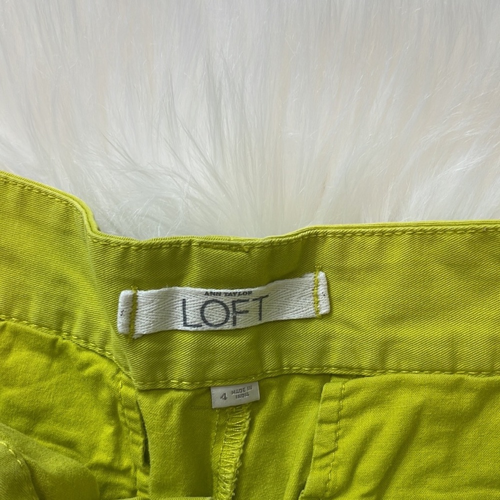 LOFT Chartreuse Green Chino Shorts - Picture 2 of 4